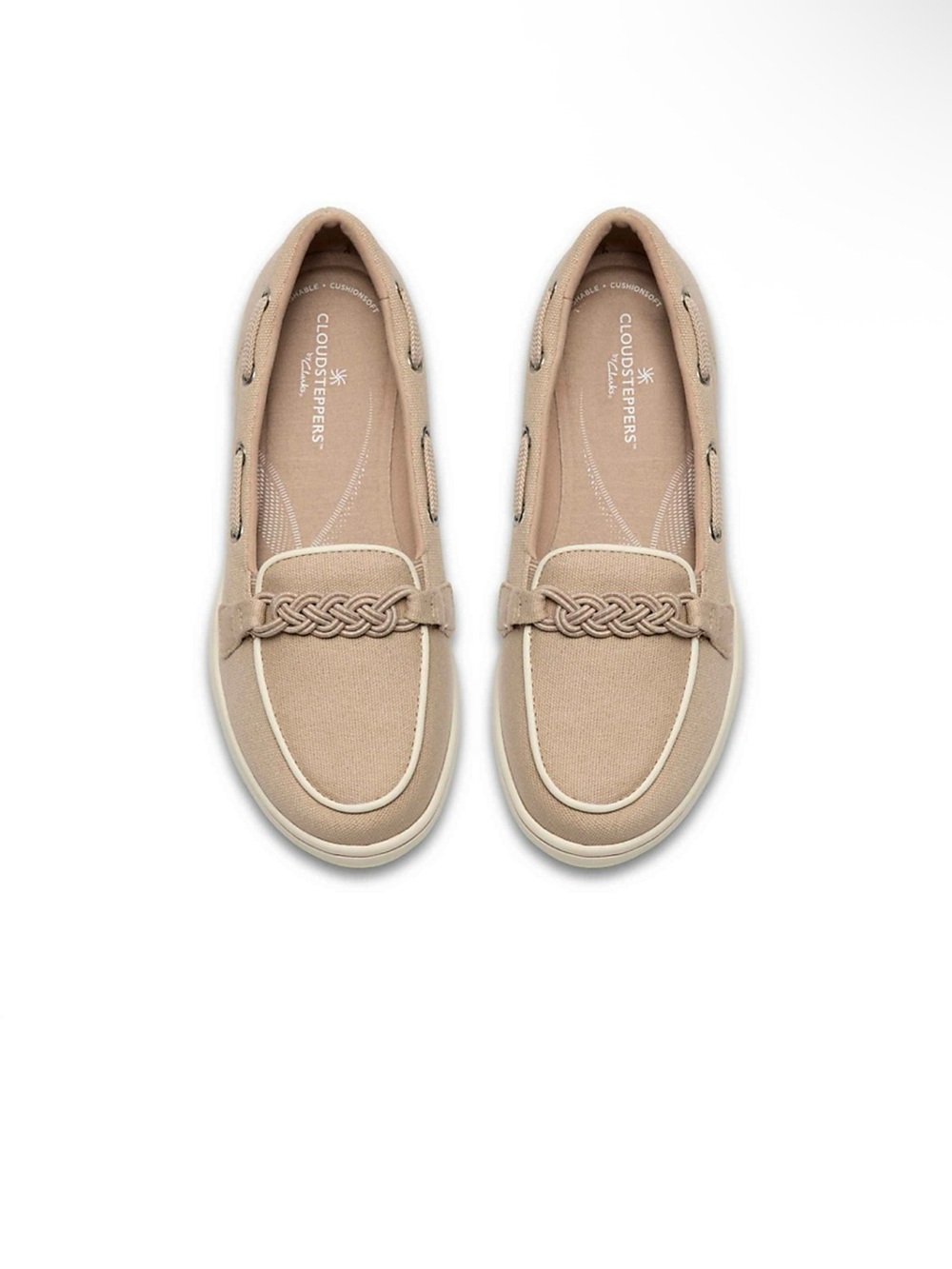 Cloudsteppers by Clarks Women’s Tan Braided Slip-On Loafers